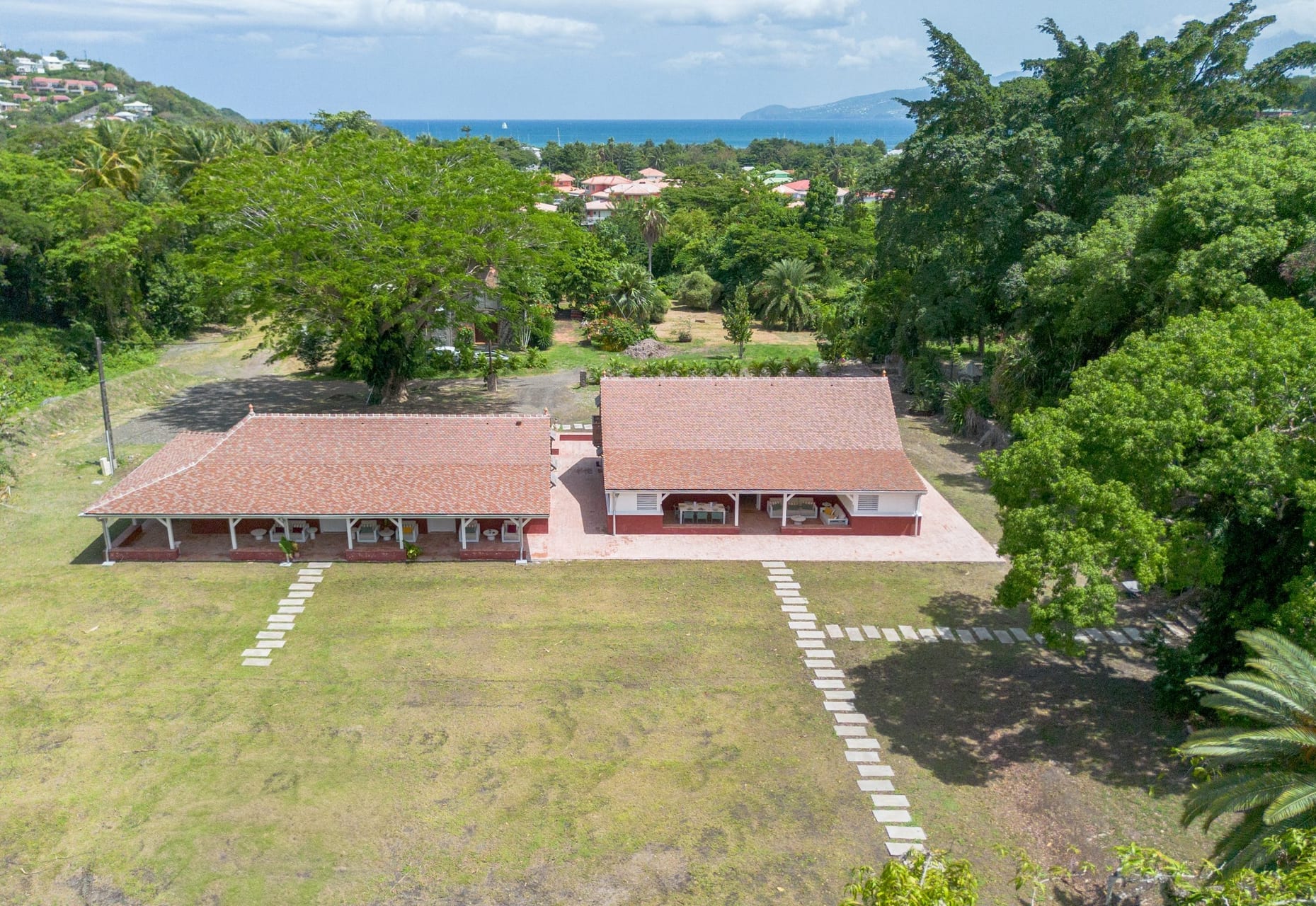 Vue aérienne du domaine de l'Habitation Anse à l'Âne