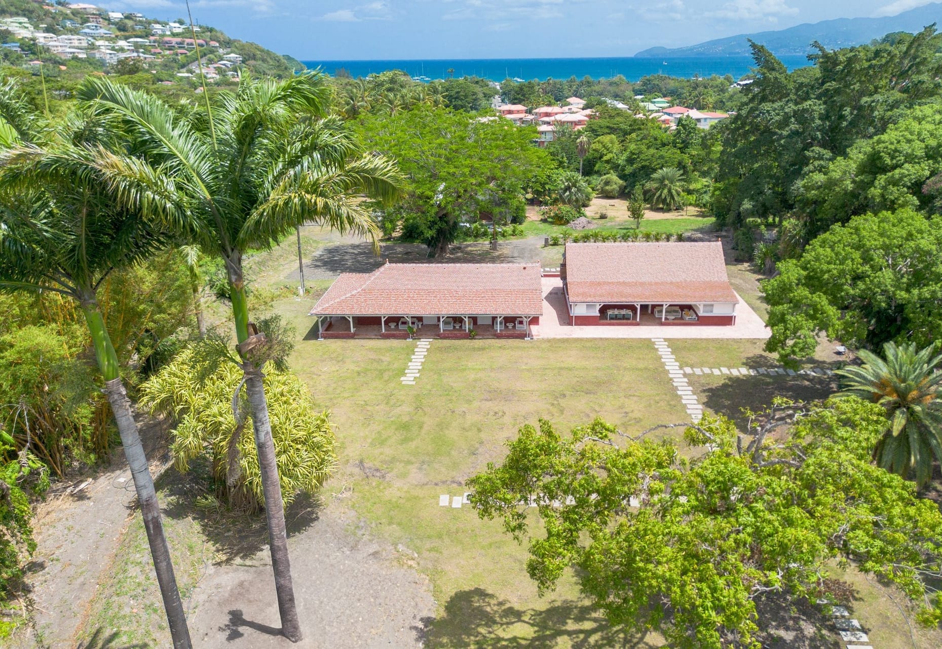 Vue sur la mer des Caraïbes depuis le domaine